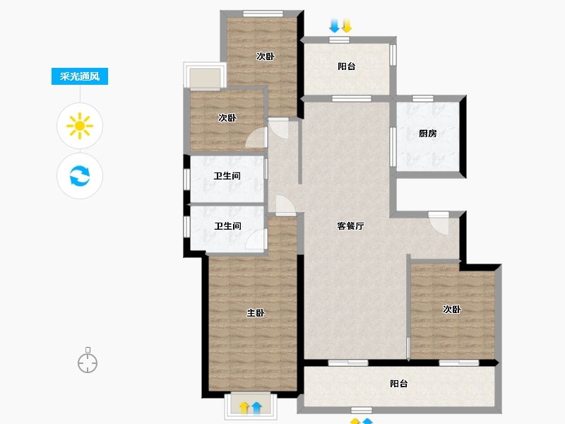 河北省-石家庄市-昆明恒大国际健康城-124.48-户型库-采光通风