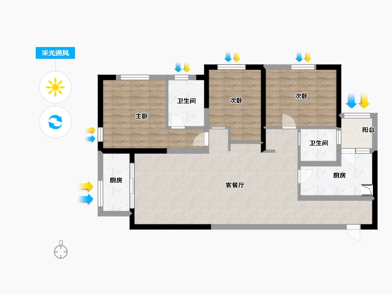 贵州省-贵阳市-万科大都会花样-95.20-户型库-采光通风