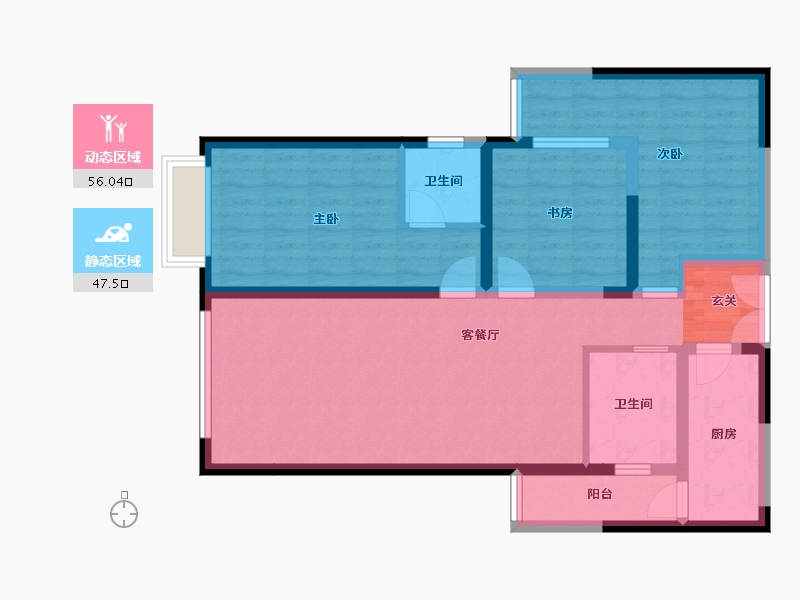 云南省-昆明市-瑞鼎城天玺-91.64-户型库-动静分区