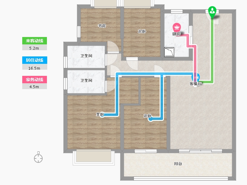 江苏省-苏州市-裕元新天地广场-106.96-户型库-动静线