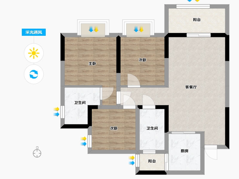 四川省-巴中市-泰诚·中央公园-73.78-户型库-采光通风