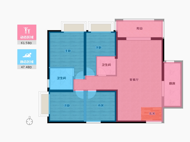 云南省-昆明市-瑞鼎城天玺-97.53-户型库-动静分区