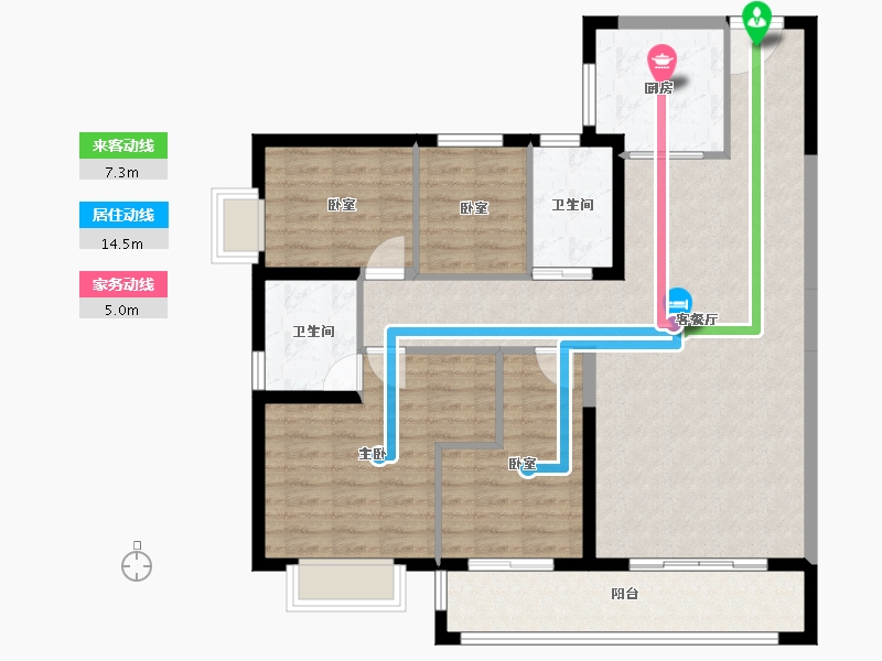 云南省-昆明市-碧桂园龙腾世家-109.99-户型库-动静线