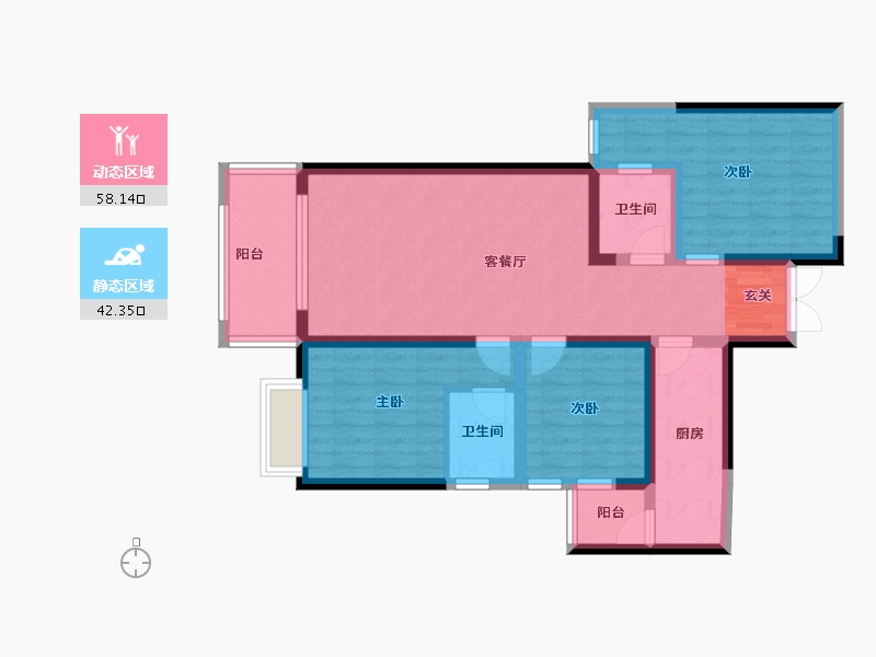 云南省-昆明市-瑞鼎城天玺-88.66-户型库-动静分区