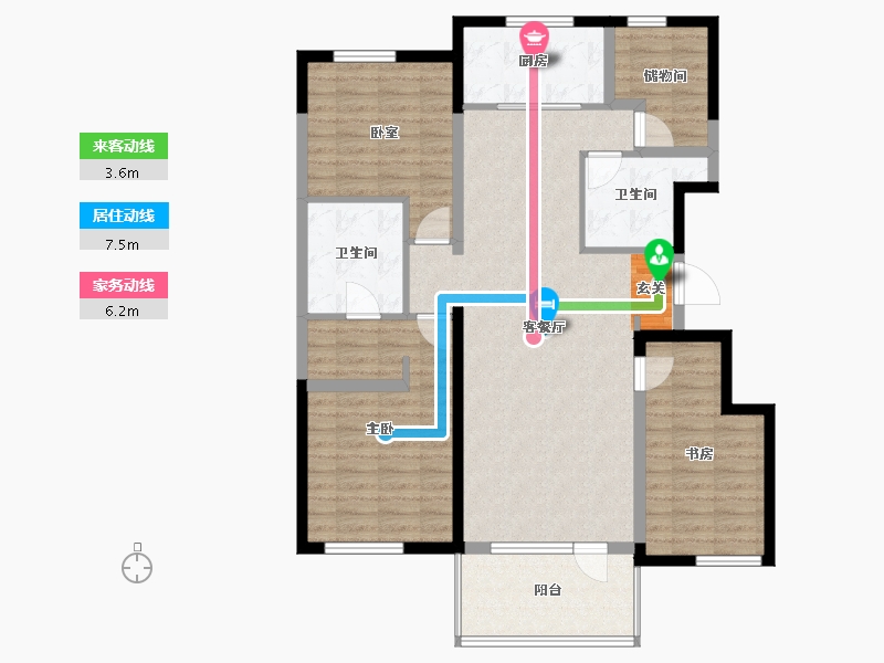 河北省-唐山市-万科温莎堡二期-110.97-户型库-动静线