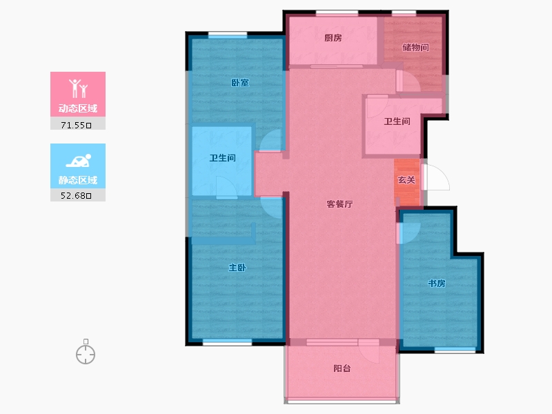 河北省-唐山市-万科温莎堡二期-110.97-户型库-动静分区