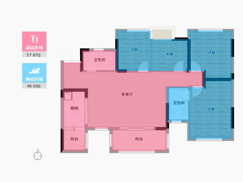 四川省-成都市-西宸春天-94.04-户型库-动静分区