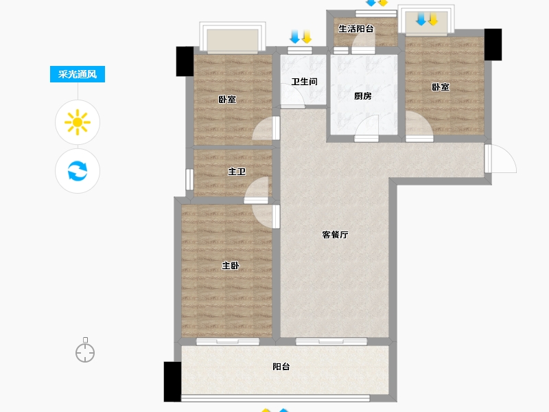 云南省-昆明市-万科大都会-92.00-户型库-采光通风