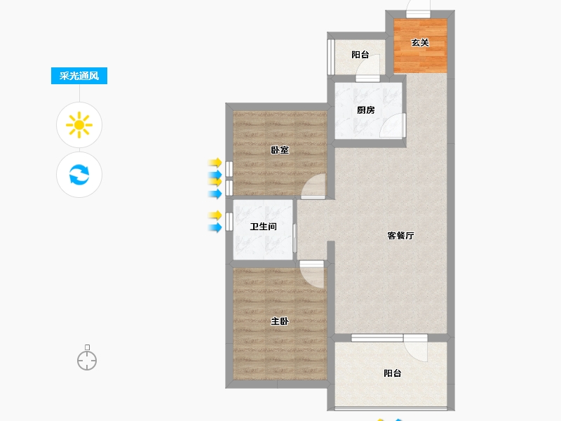 河北省-唐山市-红堡澜廷-69.23-户型库-采光通风