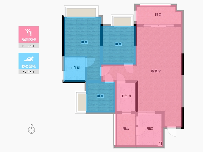 四川省-成都市-中瑞天悦天玺-86.62-户型库-动静分区