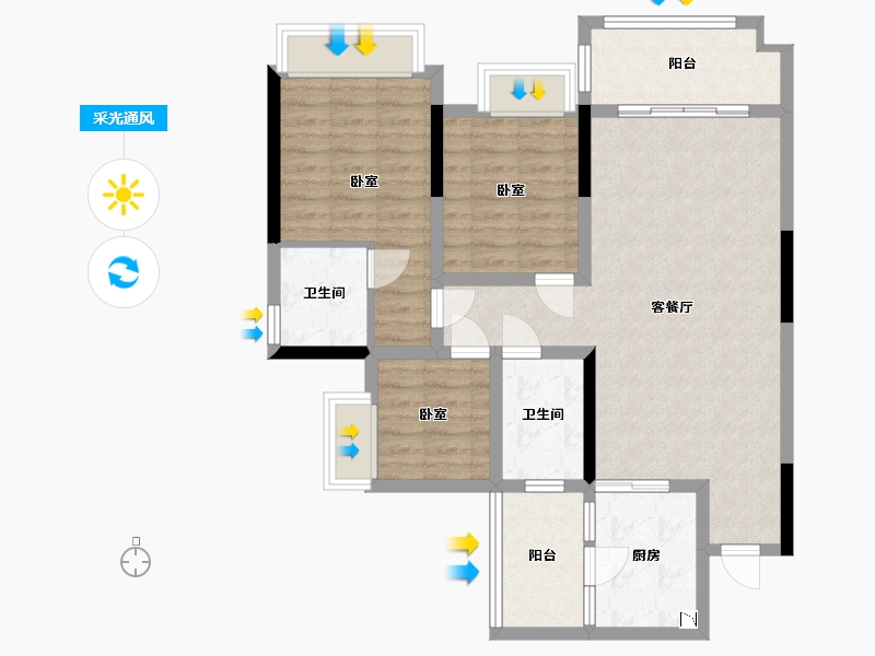 四川省-成都市-中瑞天悦天玺-86.62-户型库-采光通风