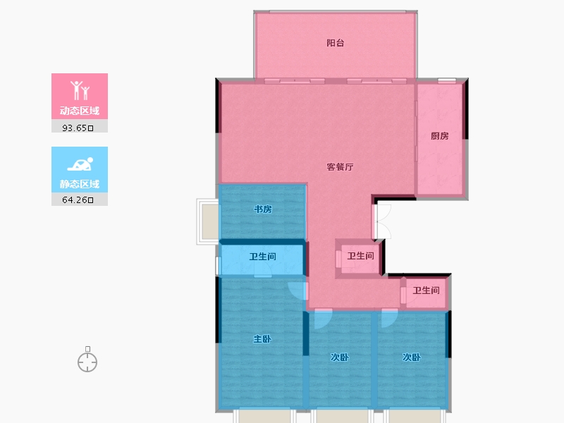 贵州省-遵义市-山湖海瑞府-144.63-户型库-动静分区