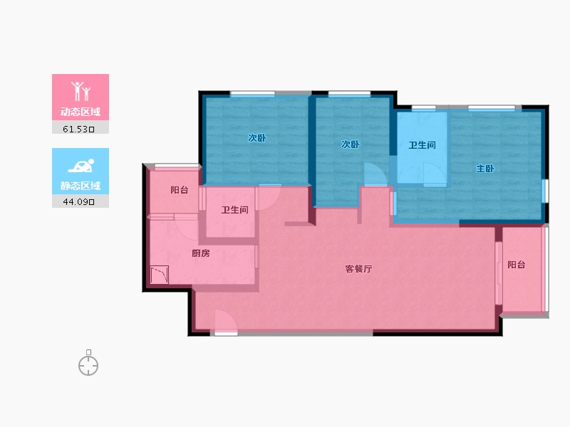 贵州省-贵阳市-万科大都会花样-93.60-户型库-动静分区