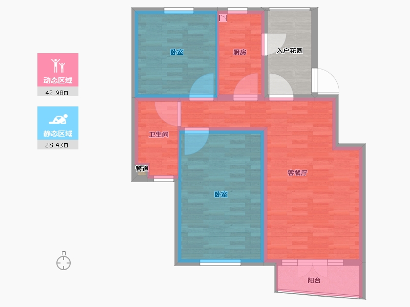 河北省-唐山市-红堡澜廷-69.86-户型库-动静分区