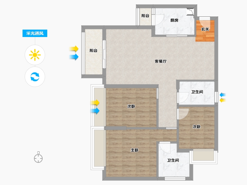 贵州省-贵阳市-1号码头-85.33-户型库-采光通风