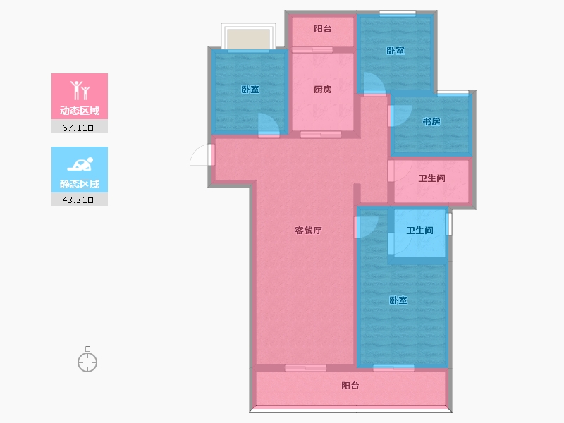 云南省-昆明市-俊发俊云峰-96.93-户型库-动静分区