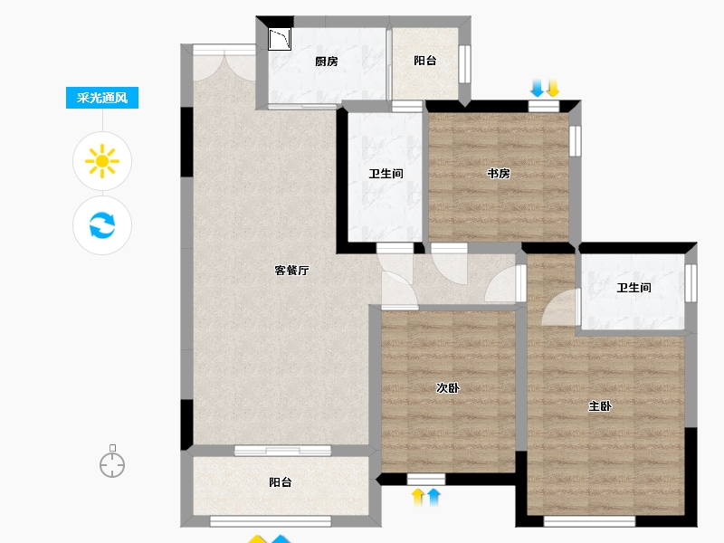 四川省-巴中市-容邦·柏润四季城-82.95-户型库-采光通风