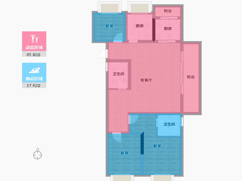 云南省-昆明市-俊发俊云峰-91.45-户型库-动静分区