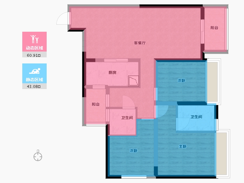 贵州省-贵阳市-万科大都会花样-92.00-户型库-动静分区