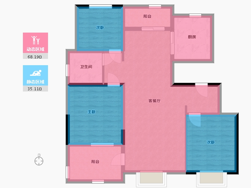 河北省-石家庄市-昆明恒大国际健康城-92.52-户型库-动静分区