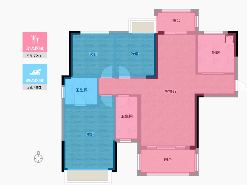 四川省-成都市-铂景台-86.76-户型库-动静分区