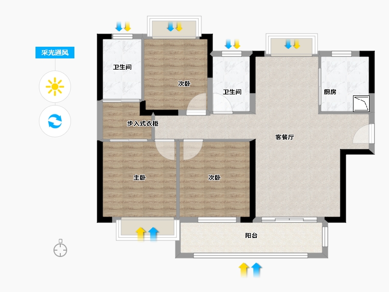 江西省-九江市-赣江中心城-99.00-户型库-采光通风