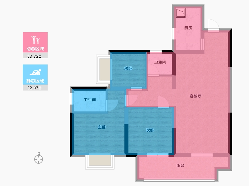 贵州省-贵阳市-南湖里-76.00-户型库-动静分区