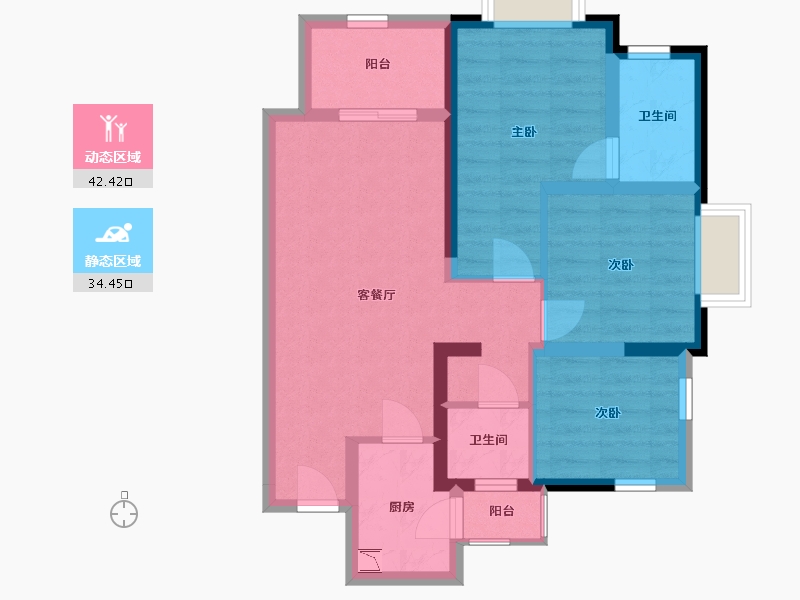 四川省-巴中市-华兴·优筑·天誉-66.95-户型库-动静分区