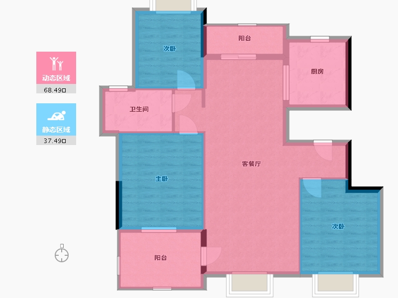 河北省-石家庄市-昆明恒大国际健康城-96.62-户型库-动静分区