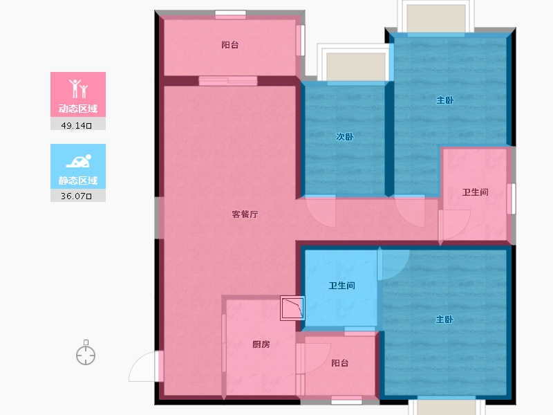 河北省-石家庄市-昆明恒大国际健康城-74.56-户型库-动静分区