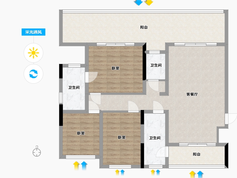 四川省-成都市-中瑞天悦天玺-117.26-户型库-采光通风