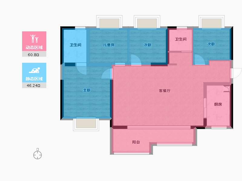 贵州省-贵阳市-南湖里-96.00-户型库-动静分区