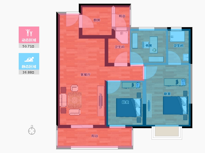 云南省-昆明市-招商翰林大观-77.77-户型库-动静分区