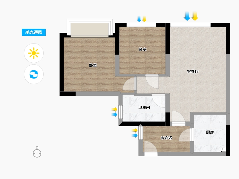 四川省-成都市-凯德世纪名邸东庭-52.12-户型库-采光通风