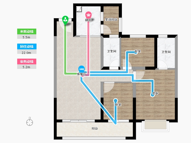 云南省-昆明市-碧桂园龙腾世家-91.57-户型库-动静线