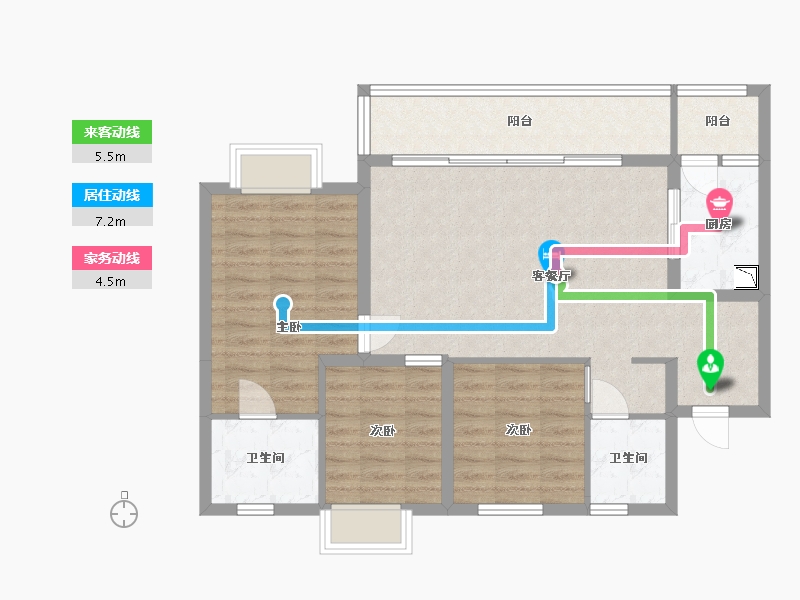 贵州省-贵阳市-绿地海格公馆-86.63-户型库-动静线