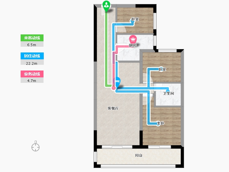 云南省-昆明市-碧桂园龙腾世家-69.16-户型库-动静线