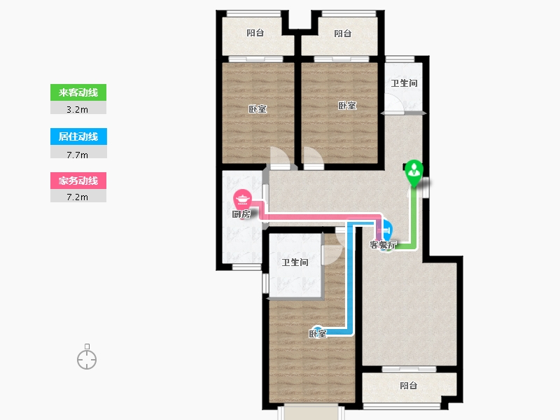 河北省-石家庄市-丰泽家园1-100.66-户型库-动静线