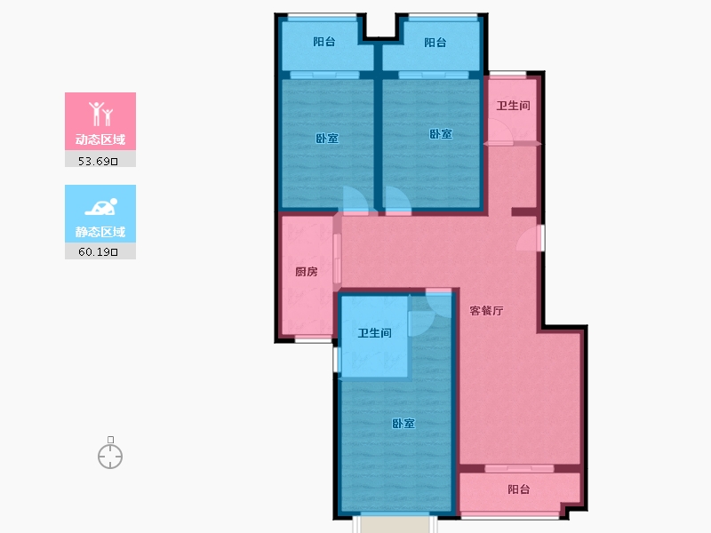 河北省-石家庄市-丰泽家园1-100.66-户型库-动静分区