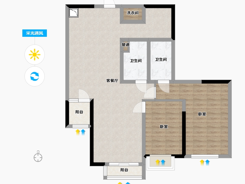 四川省-成都市-华府金沙名城-86.78-户型库-采光通风