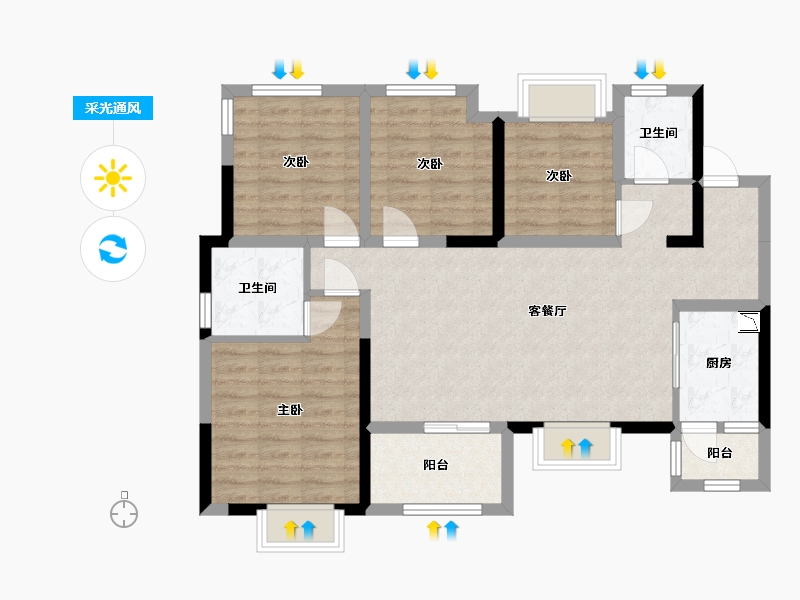 四川省-巴中市-华兴·优筑·天誉-91.63-户型库-采光通风