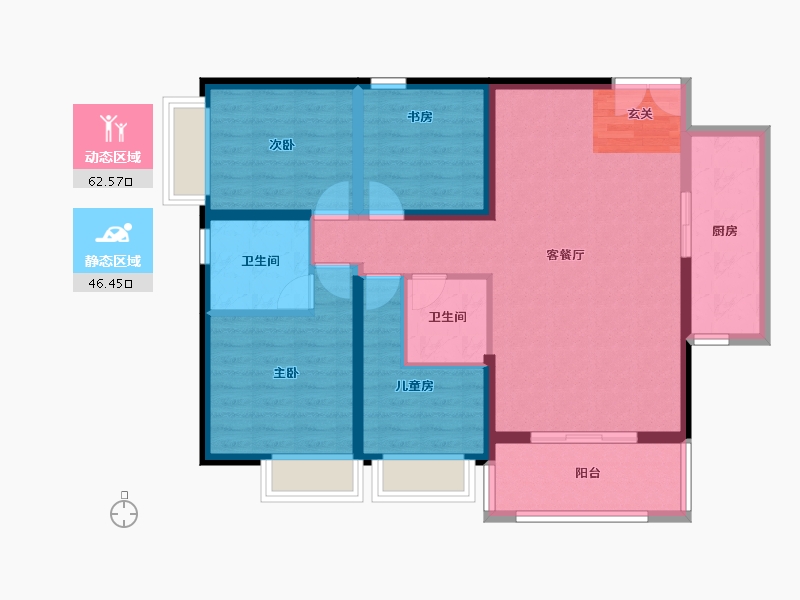 云南省-昆明市-瑞鼎城天玺-97.45-户型库-动静分区