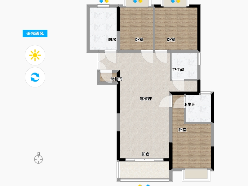 贵州省-安顺市-名仕豪庭-101.55-户型库-采光通风