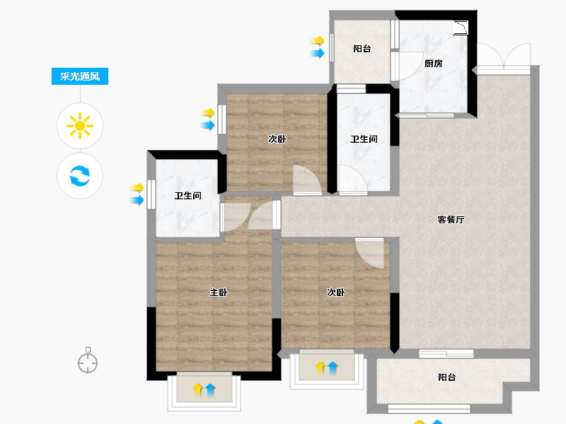 四川省-巴中市-华兴·优筑·天誉-77.69-户型库-采光通风