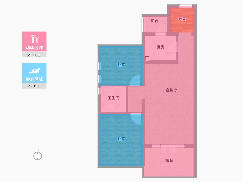 河北省-唐山市-红堡澜廷-68.96-户型库-动静分区