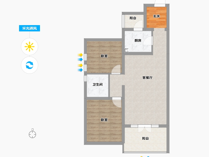 河北省-唐山市-红堡澜廷-68.96-户型库-采光通风