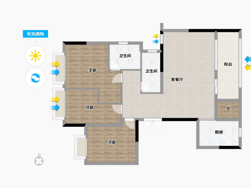 贵州省-遵义市-山湖海瑞府-111.16-户型库-采光通风