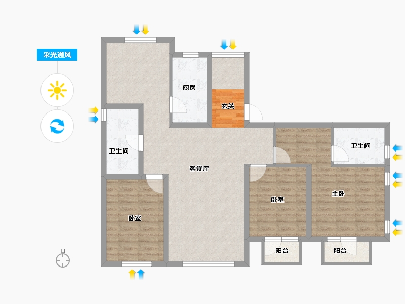 河北省-唐山市-红堡澜廷-101.65-户型库-采光通风