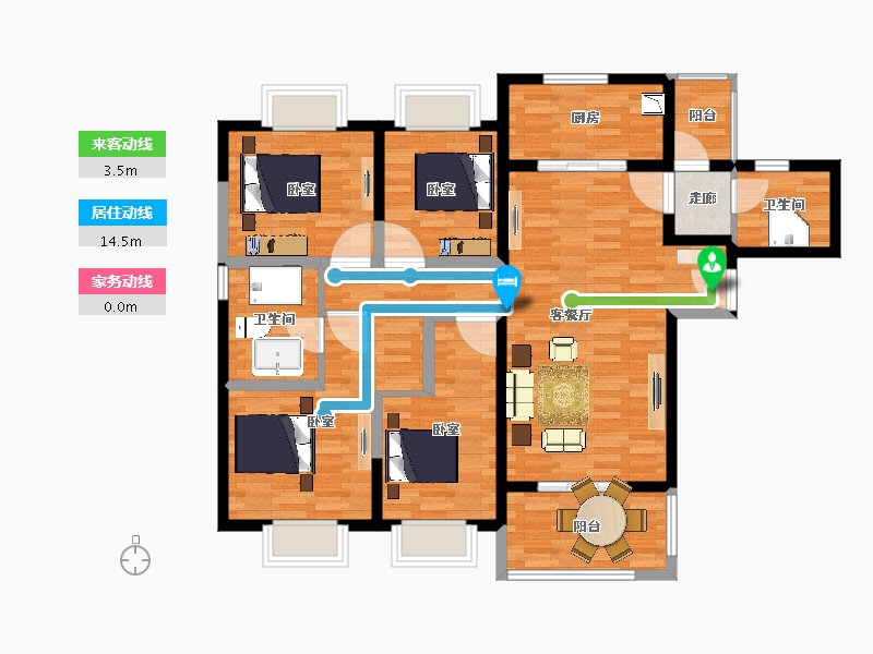 云南省-昆明市-万科翡翠-105.54-户型库-动静线