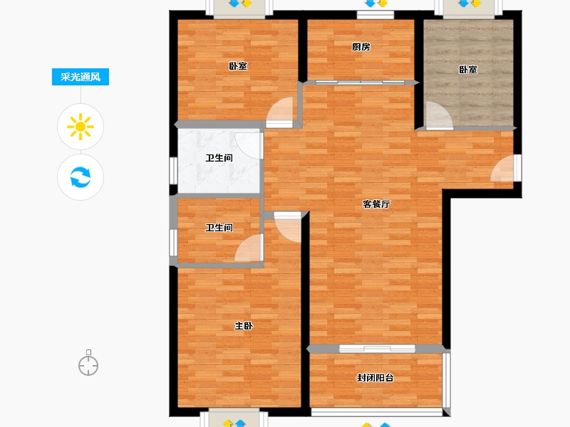 河北省-邯郸市-恒大翡翠御庭-93.81-户型库-采光通风